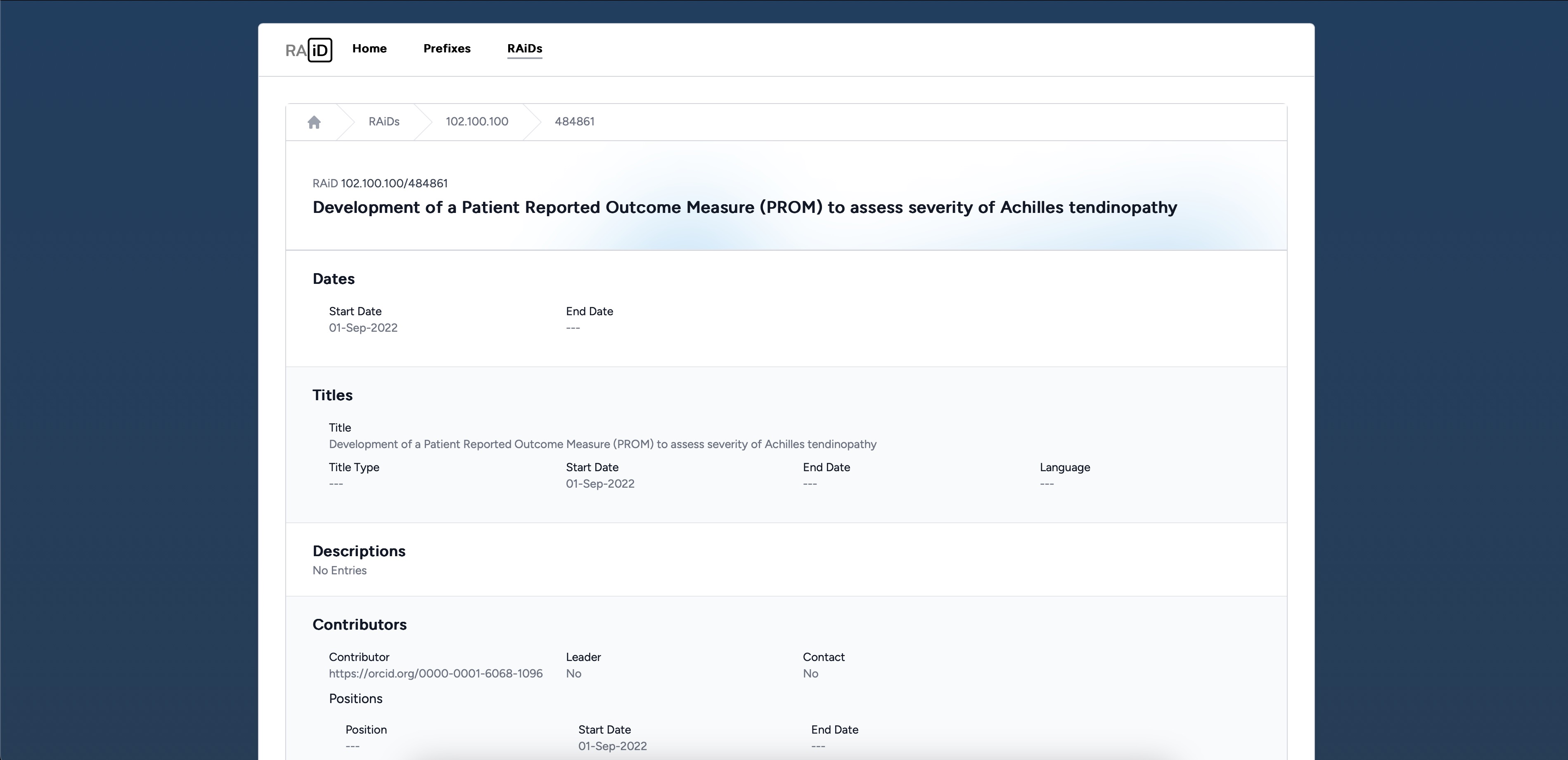 Research Activity Identifier